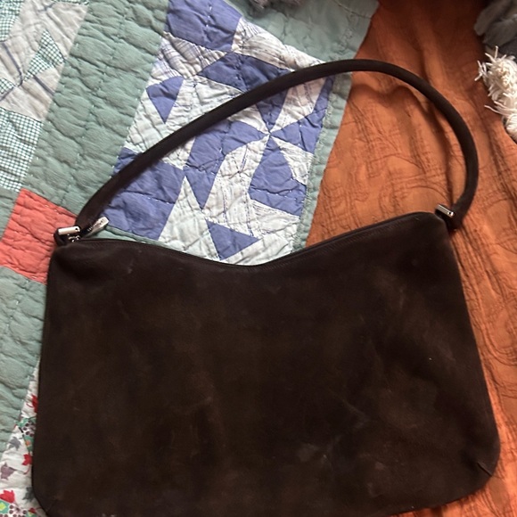 Floral Embroidered Brown Suede Shoulder Bag - Picture 3 of 5